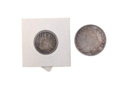 1827 CAPPED BUST HALF DOLLAR & 1877 SEATED LIBERTY QUARTER