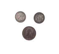 TWO QUEEN VICTORIA SHILLING & 1929 LUNDY ONE PUFFIN