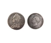 1758 KING GEORGE II SHILLING & 1826 KING GEORGE IV EXAMPLE