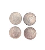 FOUR 1840 QUEEN VICTORIA EAST INDIA COMPANY SILVER RUPEE COINS