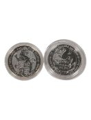 ROYAL MINT TWO 2017 QUEENS BEASTS 2OZ FINE SILVER COINS