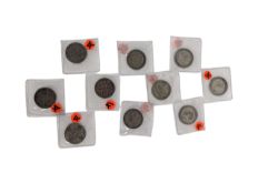 TEN 20TH CENTURY SILVER FLORIN COINS