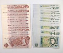QUANTITY OF £1 & 10 SHILLINGS BANKNOTES WITH SEQUENTIAL NUMBERS