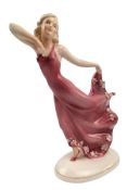 KATZHUTTE HERTWIG & CO - ART DECO PORCELAIN FIGURINE OF A DANCER