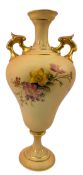 ROYAL WORCESTER - EARLY 20TH CENTURY C1912 BISQUE PORCELAIN TWIN HANDLED VASE