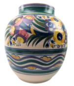 LARGE CARTER STABLER & ADAMS POOLE CIRCA 1920S HAND PAINTED STUDIO POTTERY VASE