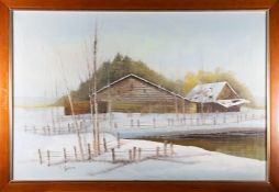 Y. SIMON (20TH CENTURY) - UNTITLED OIL ON CANVAS WINTER PAINTING