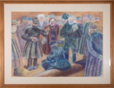 J. H. 20TH CENTURY, POSSIBLY RUSSIAN, PASTEL ON PAPER GENRE PAINTING