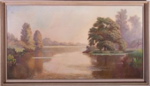 DYMOND (20TH CENTURY) - TRANQUIL RIVER LANDSCAPE OIL ON PANEL