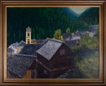 D. PARKMAN (20TH CENTURY) - 1976 UNTITLED OIL ON CANVAS LANDSCAPE PAINTING