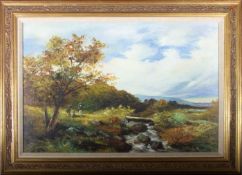 T. WILKINS (20TH CENTURY) - UNTITLED OIL ON CANVAS LANDSCAPE PAINTING