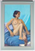 PAUL WINBY (20TH CENTURY) - CONTEMPORARY OIL ON CANVAS RECLINING NUDE PAINTING
