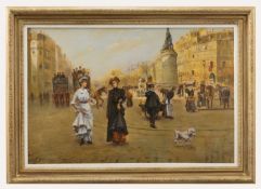 J. GASTON AFTER LAUREANO BARRAU BUNOL - SU LA PLACE DE CLICHY - OIL ON CANVAS