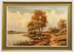 V. REEDY (20TH CENTURY) - UNTITLED OIL ON CANVAS LANDSCAPE PAINTING