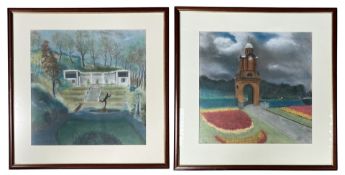 UNKNOWN 20TH CENTURY - PAIR OF PASTEL ON PAPER LANDSCAPES