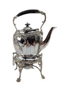 20TH CENTURY SILVER PLATED SPIRIT KETTLE ON STAND BY JAMES DIXONS & SONS