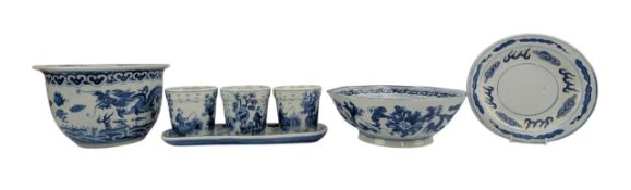 SEVEN PIECES OF MODERN BLUE AND WHITE CERAMICS