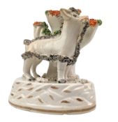 STAFFORDSHIRE POTTERY 19TH CENTURY HAND PAINTED GOAT SPILL VASE