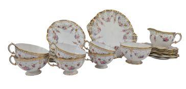 ROYAL CROWN DERBY - ANTIONETTE PATTERN PART TEA SERVICE