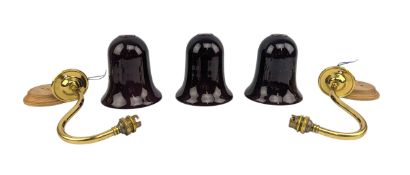 CHRISTOPHER WRAY - PAIR OF GLASS & BRASS WALL LAMPS / SCONCES