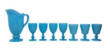 CASE PUPO BLUE GLASS PITCHERS & DRINKING GLASSES