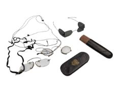 THREE PAIRS OF VINTAGE OPTICAL GLASSES INCLUDING VICTORIAN DOUBLE D SUNGLASSES