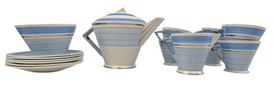 PALISSY EARLY 20TH CENTURY ART DECO HAND PAINTED CHINA TEA SET