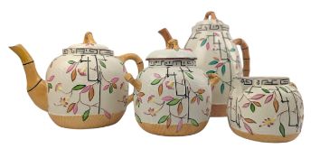 BROWNHILLS POTTERY - AESTHETIC MOVEMENT FOUR-PIECE TEA SET