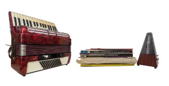 GALOTTA 72 BASS PIANO ACCORDION WITH METRONOME & MUSIC BOOKS