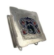 A. E. WILLIAMS - ART NOUVEAU STYLE ENGLISH PEWTER & RESIN LIDDED TRINKET BOX