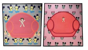 WU JING HUA (CHINESE) - TWO LARGE JEUX OLYMPIQUES ACRYLIC ON CANVAS PAINTINGS