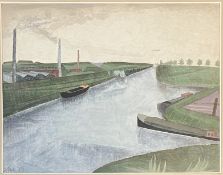 PATRICK PYE RHA - THE STRAIGHT CANAL TO SMEERMAES, 1958 - TEMPERA ON PAPER