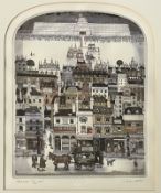 GRAHAM CLARKE (B. 1941) - ALBERT ALL - SIGNED LIMITED EDITION COLOURED ETCHING