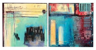 MARIA TRIBE (CONTEMPORARY) - TWO MIXED MEDIA ON CANVAS PAINTINGS