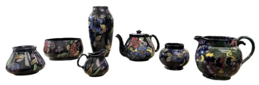 ROYAL STANLEY WARE - JACOBEAN PATTERN - SEVEN ASSORTED POTTERY PIECES