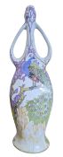 IN THE MANNER OF T.A.C. COLENBRANDER, HOLLAND - RAM PEACOCK ART NOUVEAU STYLE VASE