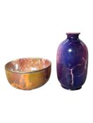 A. J. WILKINSON ORIFLAMME DESIGNED BY JOHN BUTLER - TWO LUSTRE FINISH CERAMIC VASES