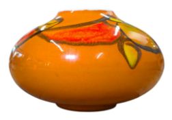 POOLE POTTERY - DELPHIS 20TH CENTURY ORANGE SQUATTED ONION VASE