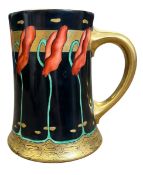 LIMOGES GDA - ART NOUVEAU 1911 POPPY PORCELAIN TANKARD