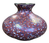 ORKA GLASS - 20TH CENTURY IRIDESCENT SQUATTED VASE