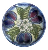 MOORCROFT POTTERY - CIRCA 1999 PLUMS PATTERN TRINKET DISH