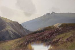 REGINALD DANIEL SHERRIN - WATERCOLOUR & GOUACHE PAINTING OF MOORLAND