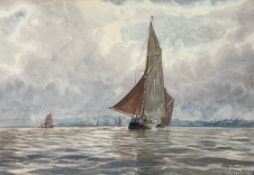 HAROLD WYLLIE (1880-1973) - LONG REACH, RIVER MEDWAY - WATERCOLOUR