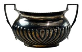 VICTORIAN HALLMARKED SILVER TWIN HANDLED SUGAR BOWL