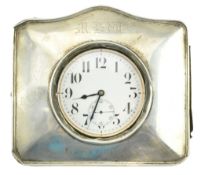 19TH CENTURY 8-DAY TRAVEL CLOCK IN A SILVER CLOCK CASE