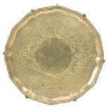 18TH CENTURY GEORGE III HALLMARKED SILVER SALVER / CARD TRAY