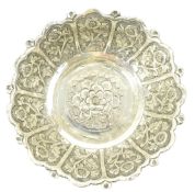 20TH CENTURY INDIAN SILVER REPOUSSE FLORAL BOWL