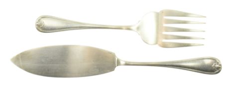 20TH CENTURY CHRISTOFLE 'BERAIN / CLEMENT MAROT' SILVER PLATED FISH SERVER SET