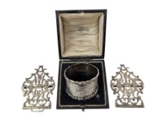 EDWARD VII HALLMARKED SILVER NURSE BELT BUCKLE & A SILVER NAPKIN RING