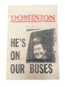 REG VARNEY ESTATE - 'HE'S ON OUR BUSES' 1977 POSTER